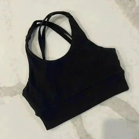 BuffBunny Rosa Black Strappy Sports Bra Womens Size XS Medium Support Activewear - Picture 2 of 5